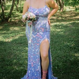 Lavender sequin prom dress with corset back size 4